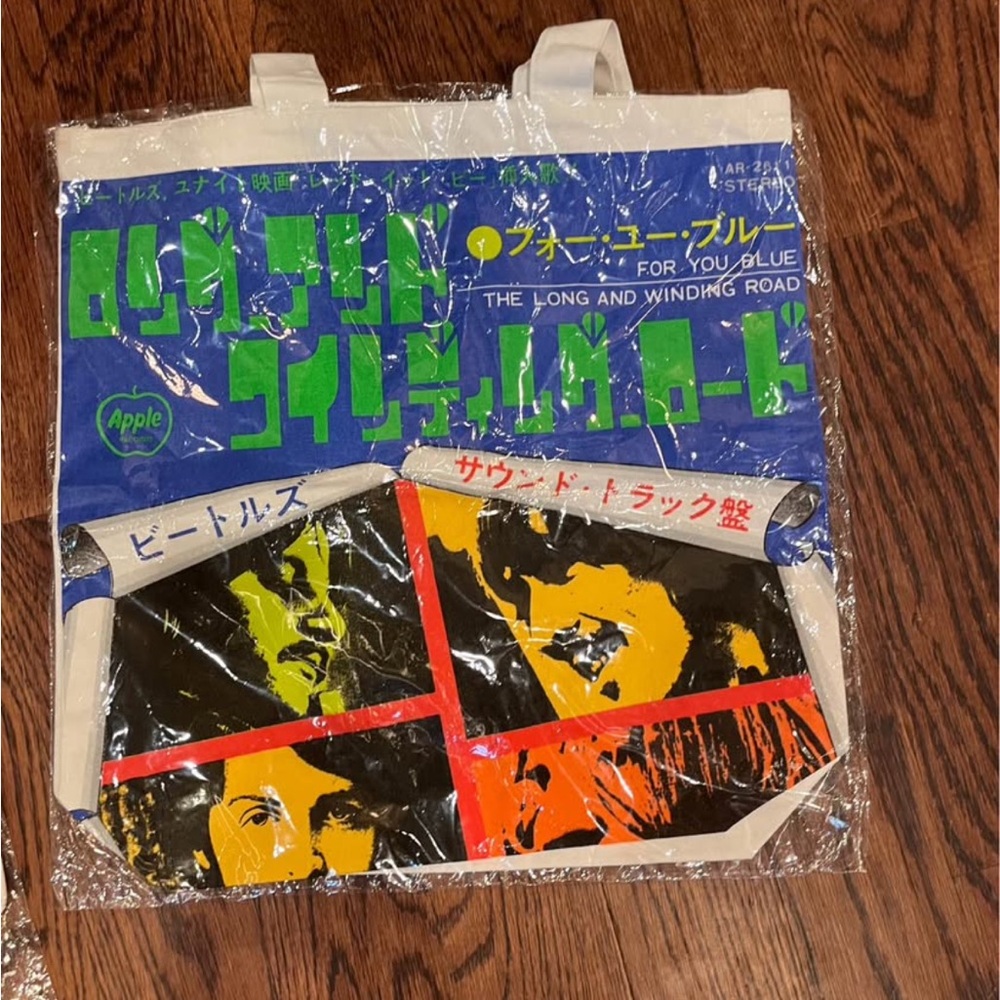 Apple Graphic Tote Bag - Blue, Yellow, Red